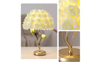 Decorative Rose Table Lamp Warm Light Rose Lamp Floral Gold-Tone for Bedside, Bedroom, Living Room