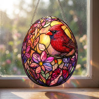 Easter Window Hanging Light Catching Stained Glass Effect Egg Easy to Hang Cross Egg Ornament for Holiday Decorators, Homeowners, Panes, Porch, Door