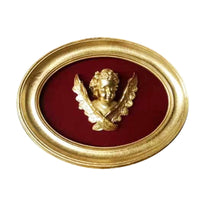 Oval Frame with Cherub Gold Toned Decor Decorative for Tabletop
