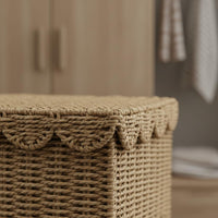 Linen Hamper Handwoven Woven Laundry Basket Lightweight Woven Laundry Hamper for Bedroom, Closet