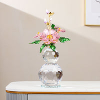 Crystal Glass Gourd Peony Ornament for Living Room Decoration