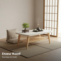 Japanese and design dual-level Rectangular Centerpiece Modern Design 2-Tier Rectangular Table Rounded Corners Living Room Furniture Easy to Clean for Apartment Dwellers, Families, property owners, Home, Lounge Area, Office, Bedroom