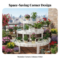 Indoor & Outdoor Use Multi-Tier Plant Shelf Space-Saving Multi-Level Quarter-Circle Rack Staggered Shelves Home Furnishing Curved Shape for Gardeners, Apartment Dwellers, Homeowners, Balcony, Garden, Living Room, Bedroom