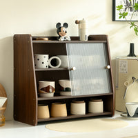 4-Tier Bamboo Cup Storage Rack with Wheels