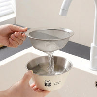 Stainless Steel Colander Bowl with Handle, Cute Double Layer Drainage Bowl, 304 Stainless Steel Fruit Colander and Vegetable Strainer for Rice