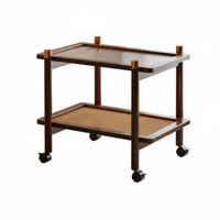 2-Tier Rolling Trolley Multifunctional Design Wheeled Side Table for Homeowners