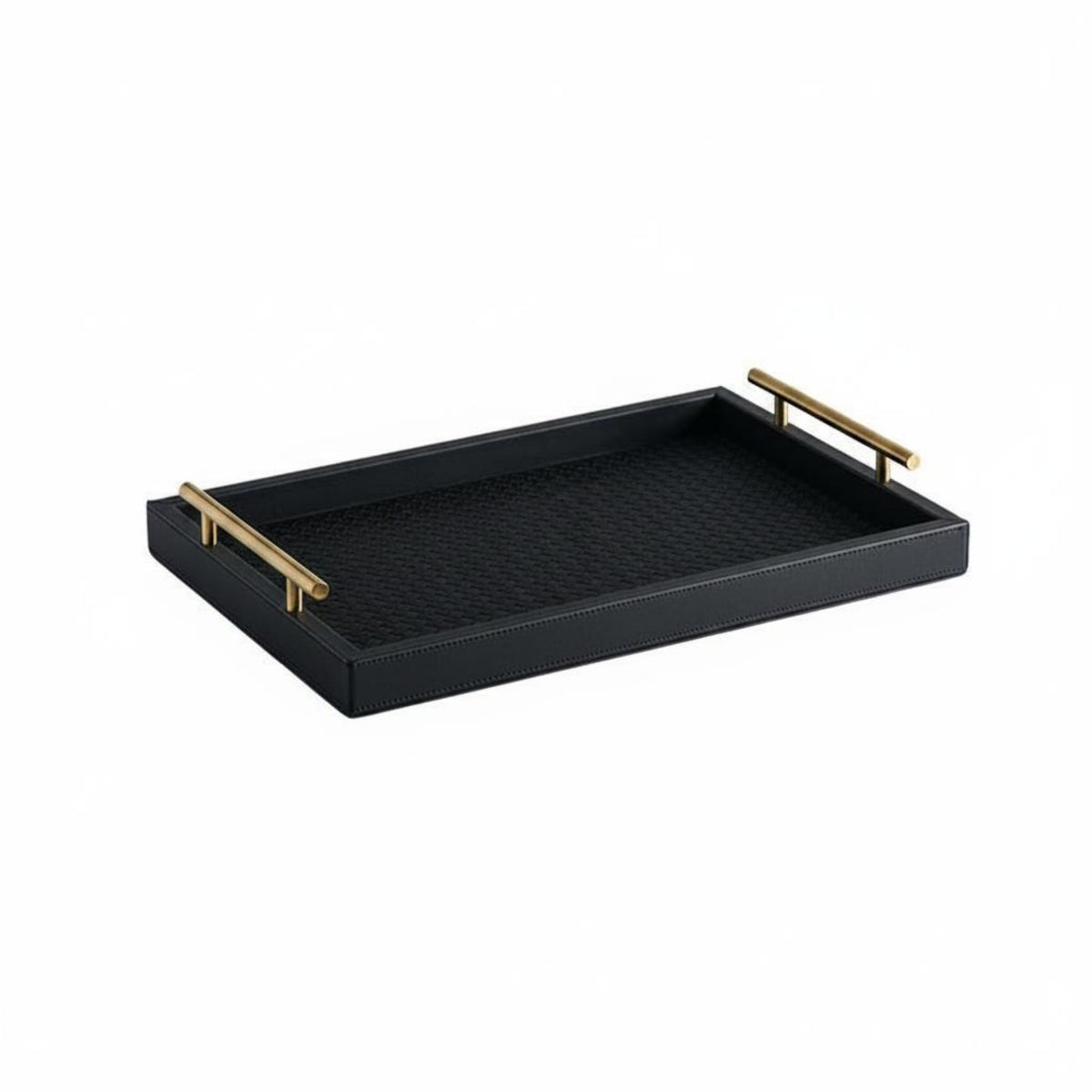 Leather Tray Easy to Carry Rectangular Tray with Handles High Edges Home Storage for Living Room