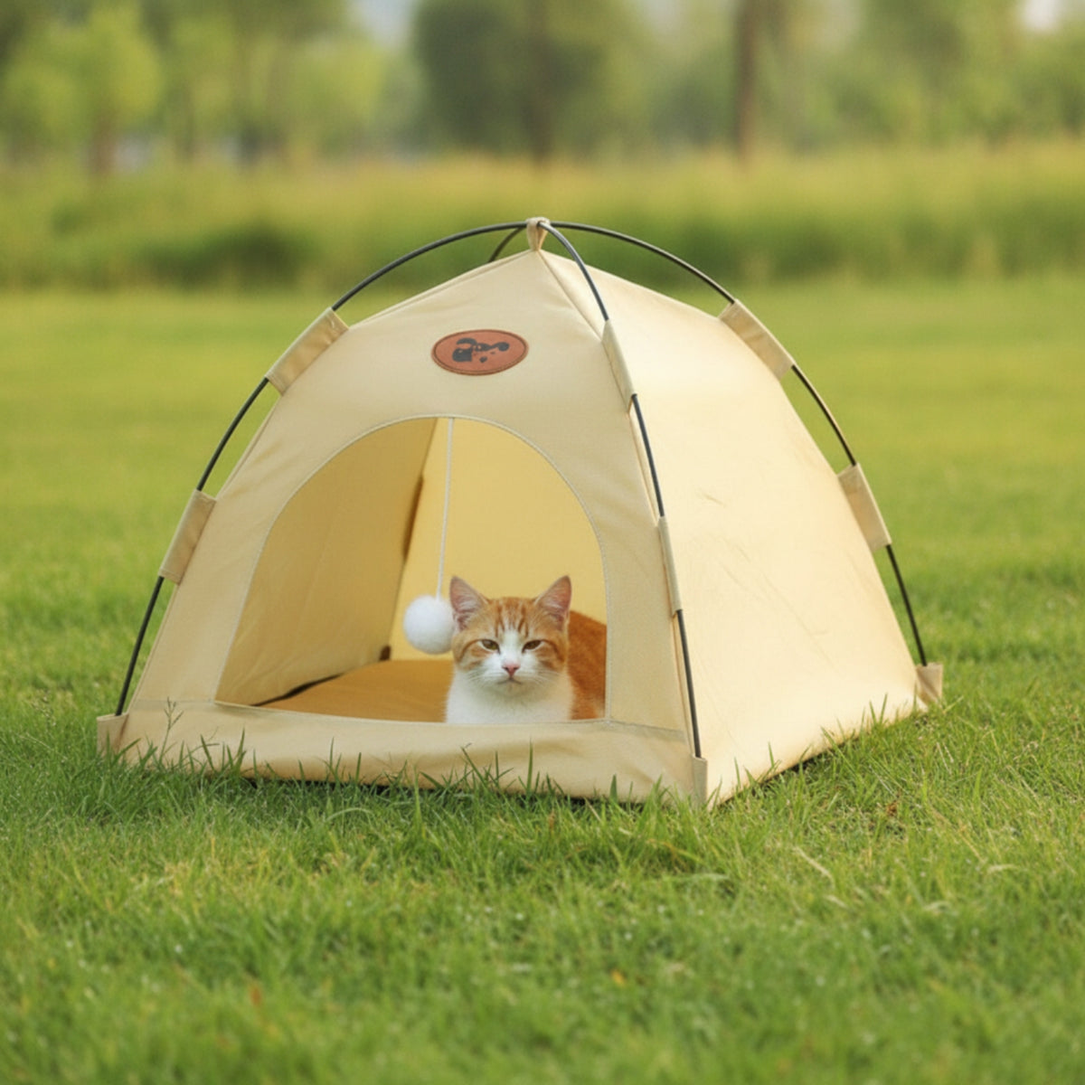 Self-Standing Cat Tent Bed with Removable Mat Soft Semi-Enclosed Cat Dome Cozy Private for Cats, Indoor Pets, Patios