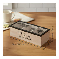 Wooden Tea Box Space-Saving Tea Packet Organizer Rustic Design for Countertop