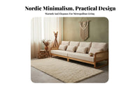 Rustic Simplicity Design Sofa Firm-Density Sponge Filling Solid Gentle Puff Couch Skin-Friendly Textile Ash Wood Frame Sofa for Young Adults, Home