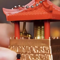 Sounding Pavilion Ornament Miniature Design Electronic Temple Bell Keychain