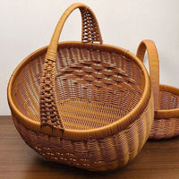 仿藤新款编织提篮水果篮鸡蛋手提菜篮子手工野餐收纳采摘购物篮