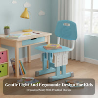 Adjustable Kids Study Desk Set Design Height Adjustable Kids Desk Set Sturdy Frame children's Ergonomic Learning Station for Bedroom, Home, Playroom