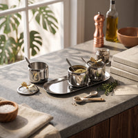 3 Pieces Condiment Jar Set with Space-Saving Tray Seasoning Box Set Seasoning Box with Cover for Kitchen Counter
