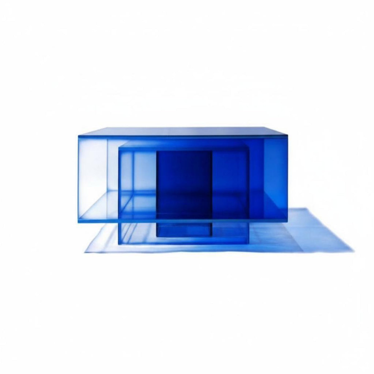 Gradient Acrylic Cube Table Klein indigo space-saving End Table Light Luxury design Easy to Clean for Homeowners, Young Adults