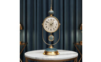 Silent Desk Clock Retro Analog Clock with Metal Frame Non-Ticking for Office