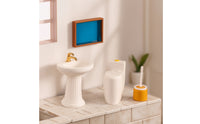 4 Pieces Dollhouse Bathroom Set Elegant Furniture Interactive for Hobbyists