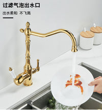 Retro European Ceramic Kitchen Faucet with Sprayer
