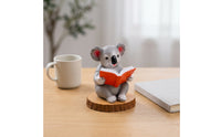 Tabletop Koala Figurine with Wood Base | Resin, for Desk