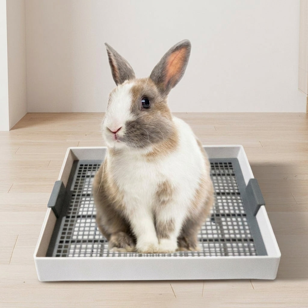 High Sided Litter Tray, Small Pet Litter Tray, Modular Small Pet Litter Box with Splash Guard, Removable Mesh Floor for Easy Cleaning