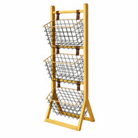 3-Tier Basket Stand Floor-Standing Leaning Storage Rack with Baskets Angled Bookcase for Kids, Reading Corners, Living Areas