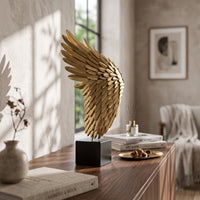 Wing Sculpture Modern Sculpture with Base Gold for Entryway, Interior Designers