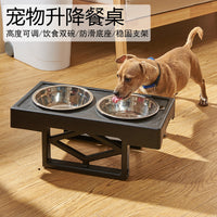 狗狗碗可升降不锈钢双碗食盆金毛饮水猫咪可拆防打翻喂食器狗粮碗