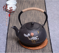 典工堂铁壶仿日本南部铸铁壶双铁银叶荷花生铁壶 烧水壶 茶具茶壶