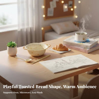 Cartoon Bread Ceramic Bowl and Plate Set, Cute Tableware for One, Large Pasta Bowl, Student Dormitory, Crisp Design