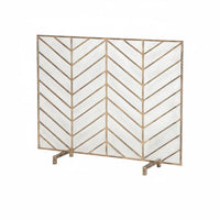 Freestanding Fire Screen Gold Finish Freestanding Mesh Screen ember Protection