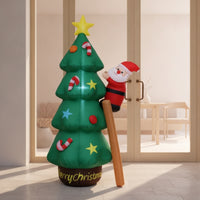 Quiet Inflatable Tree with Climbing Santa Easy to Inflate Christmas Tree with Santa Outdoor Yard Decoration Festive for Families, Lawn, Porch