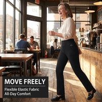Straight Leg Trousers Ladies with Thick Fleece Lined Warmth for Women, High Waist Walking with Pockets, Casual Pants for Everyday Wear