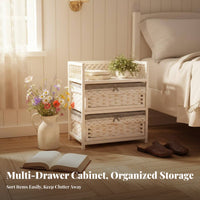 2-Drawer Wicker Nightstand artisanal Design Bedroom Storage Sturdy sturdy