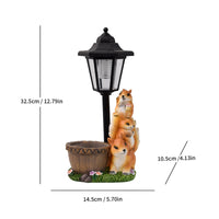 Outdoor Squirrel Garden Statue with Solar Light Resin Solar Squirrel Lantern Decorative Ornament Weather-Resistant for Gardeners, Homeowners, Yard, Pathway, Patio