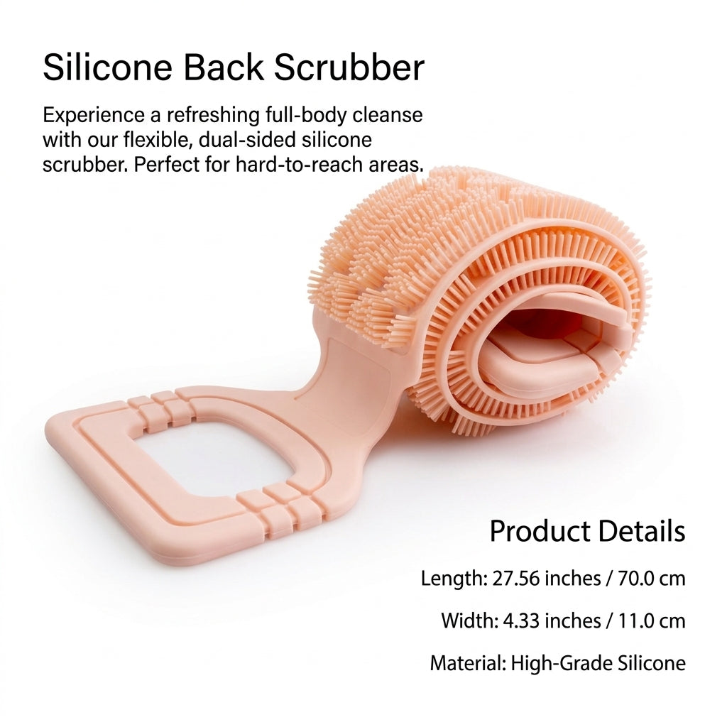Back Scrubber for, Exfoliating Strap for Bathing, Long for Washing, Waterproof Belt, Unisex Accessories, Gray