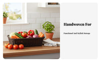 Braided Organizer Basket Multifunctional Imitation Rattan Basket Wicker Tray for Kitchen, Restaurant, Washroom