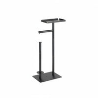 Toilet Paper Stand with Brush and Shelf Stable Design for Renters
