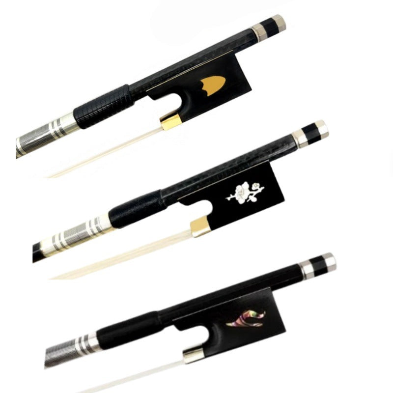 Changxiang Professional 4/4 Violin Bow, Carbon Fiber, Round Stick, Black Grid Pattern