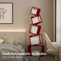 Tilted Cube Stack Space-Saving Bookcase Minimalist Design for Bedroom