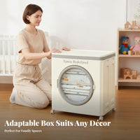 Large Foldable Bin with casters sturdy Storage Container Stackable for Dorm Room
