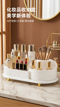 Multi-Compartment Cosmetic Organizer with Lid, Plastic, Simple Style, for Brushes and Lipstick