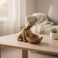 Hippo Figurine with Bowl Unique Candy Dish Eye-Catching for Console Table
