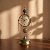 Silent Desk Clock Retro Analog Clock with Metal Frame Non-Ticking for Office