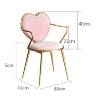Nordic Design Heart Shaped Back Chair Cushioned Seat Modern Makeup Chair Compact Footprint for Cafe
