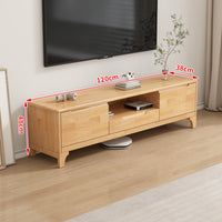 Solid Wood TV Cabinet Fully Assembled Wooden Storage Console Cable Management Modern Entertainment Center for Small Apartment Owners, Bedroom