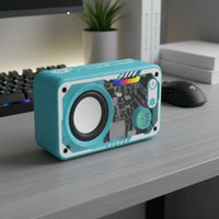 Transparent Mini Speaker Heavy Bass Transparent Speaker Fidelity Stereo Sound Mini Subwoofer with LED Lights for Esports Fans, Outdoor, Gaming