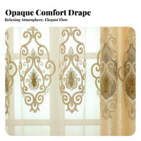 European Design Embroidered Valance Curtain Set Blackout Embroidered Valance Curtain Hook Mount Drapery Floor-Length for Homeowners, Decorators, Interior Design Enthusiasts, Living Room, Bedroom, Hotel