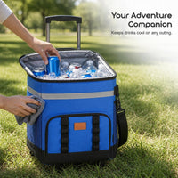 Portable Rolling Cooler Bag with Thick Oxford Cloth, Large Capacity Insulated Picnic Bag