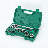 Chrome-Finished Socket Wrench Set Polished Ratchet and Socket Set Hard Shell Tool Kit with Toolbox Compact for Car Maintenance, Workshop