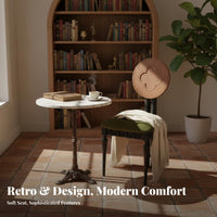 French Rural Design Wooden Chair with Woven backrestrest sturdy Wood Construction Dining Seat Retro look Household Furniture Anti-Slip Foot Pads for Cafe Owners, Interior Decorators, Restaurant, Kitchen, Living Room, Bedroom